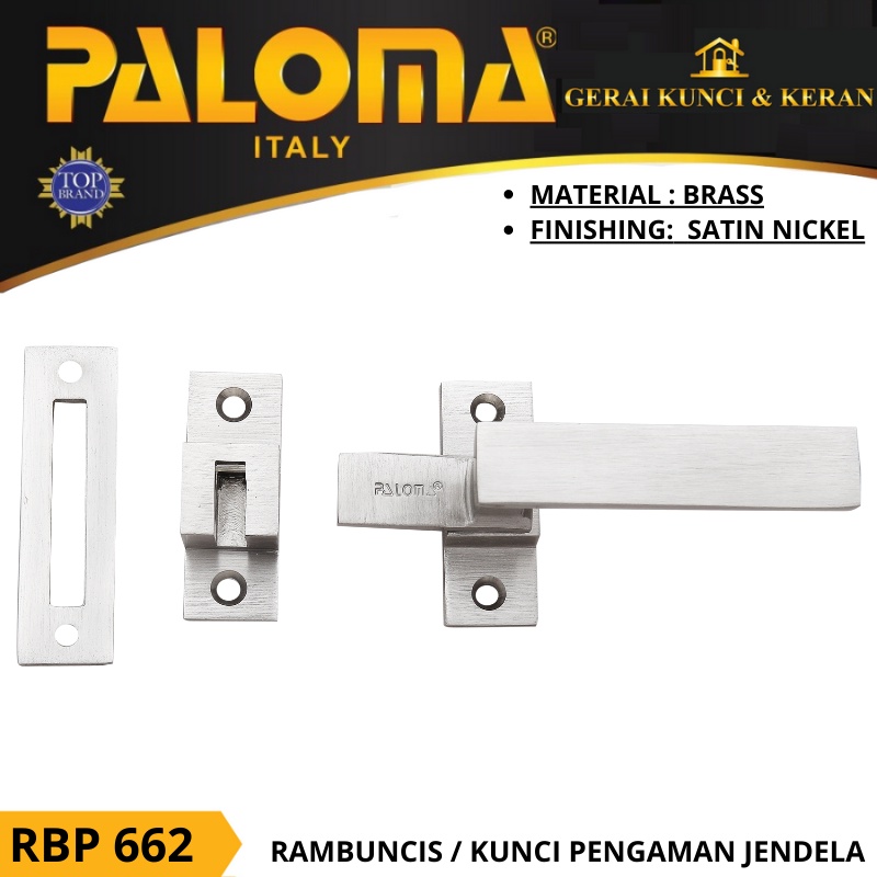 RAMBUNCIS SLOT SELOT KUNCI JENDELA RBP 662 PALOMA PENGUNCI JENDELA ORLANDO SATIN NICKEL