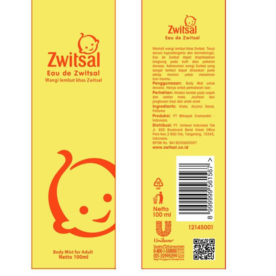 ORI Parfum Wanita Zwitsal untuk Dewasa 100 ml Eau De Zwitsal ORIGINAL Body Mist For Adult wangi lembut bayi