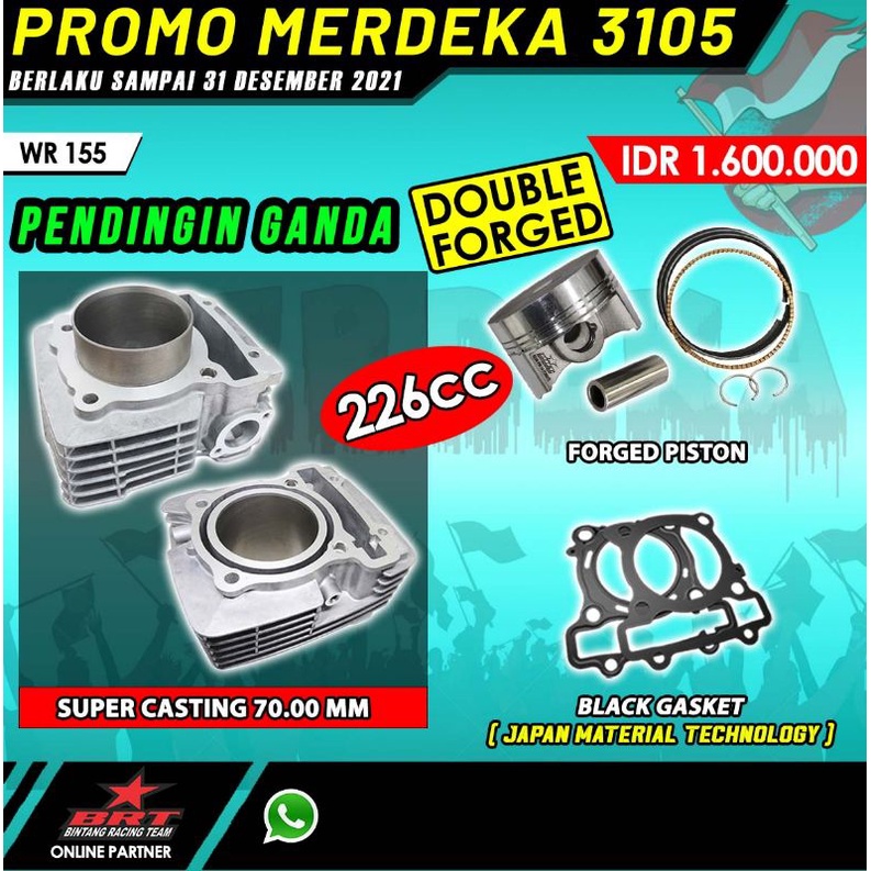 Paket Bore up BRT Blok Piston set WR155 68MM 70MM