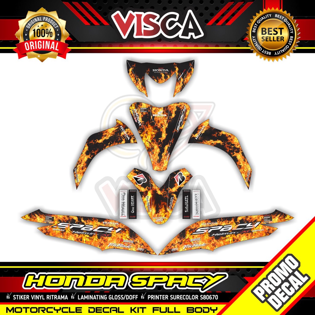 Decal Spacy Full Body Stiker Motor Spacy Full Body Striping Spacy Variasi Fire