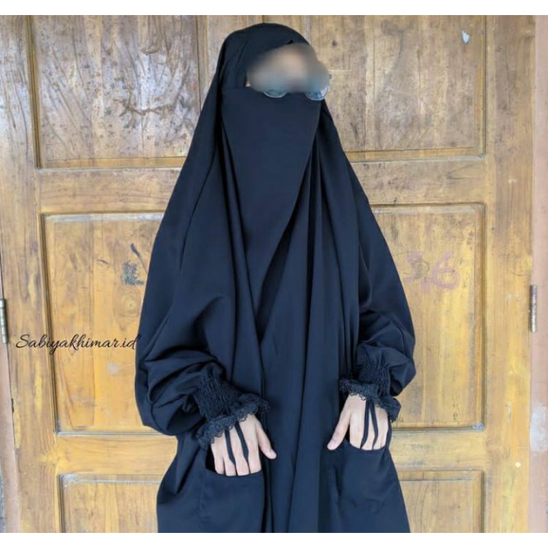 preloved / pl french khimar fk jetblack overhead onepiece