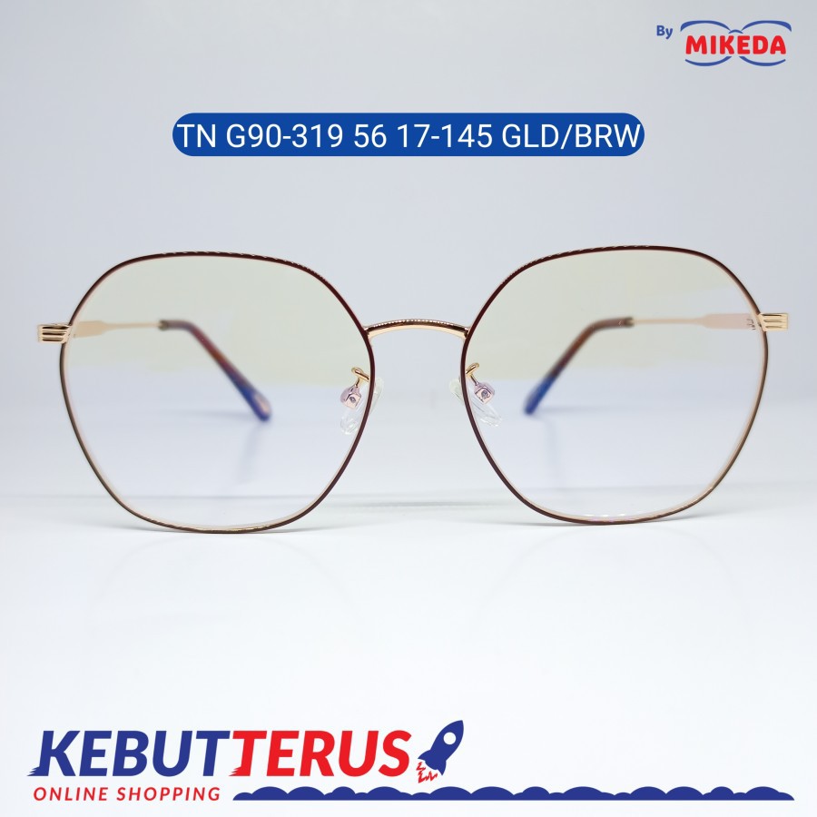 Mikeda - Frame Kacamata Tn G90-319 Gld / Brw+ Lensa ( Minus / Cylinder )