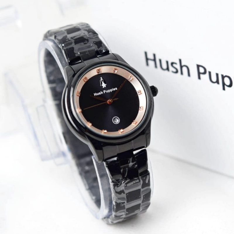 COD-Jam Tangan Wanita Cewek Hush Puppies Rantai permata Simple Elegant Mewah Staintless Steel