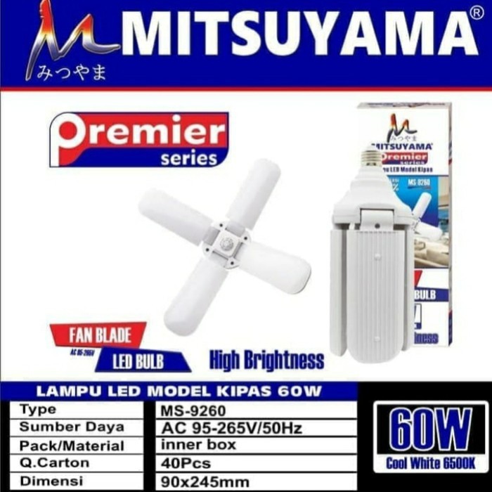 BOHLAM LAMPU LED MS-9260 RL-9360 MODEL KIPAS 4 BALING 60WATT