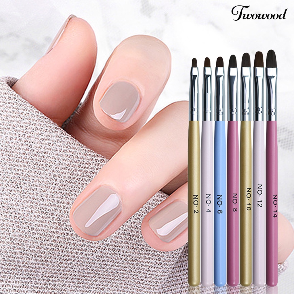 7 Pcs Brush Nail Art Kepala Bulat Warna Pelangi Untuk Wanita