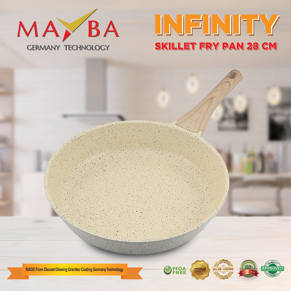 PANCI INFINITY FRY PAN 28 CM Original Mayba Dengan gagang lembut - Frypan Germany Granite Ceramic glowing anti lengket Jerman