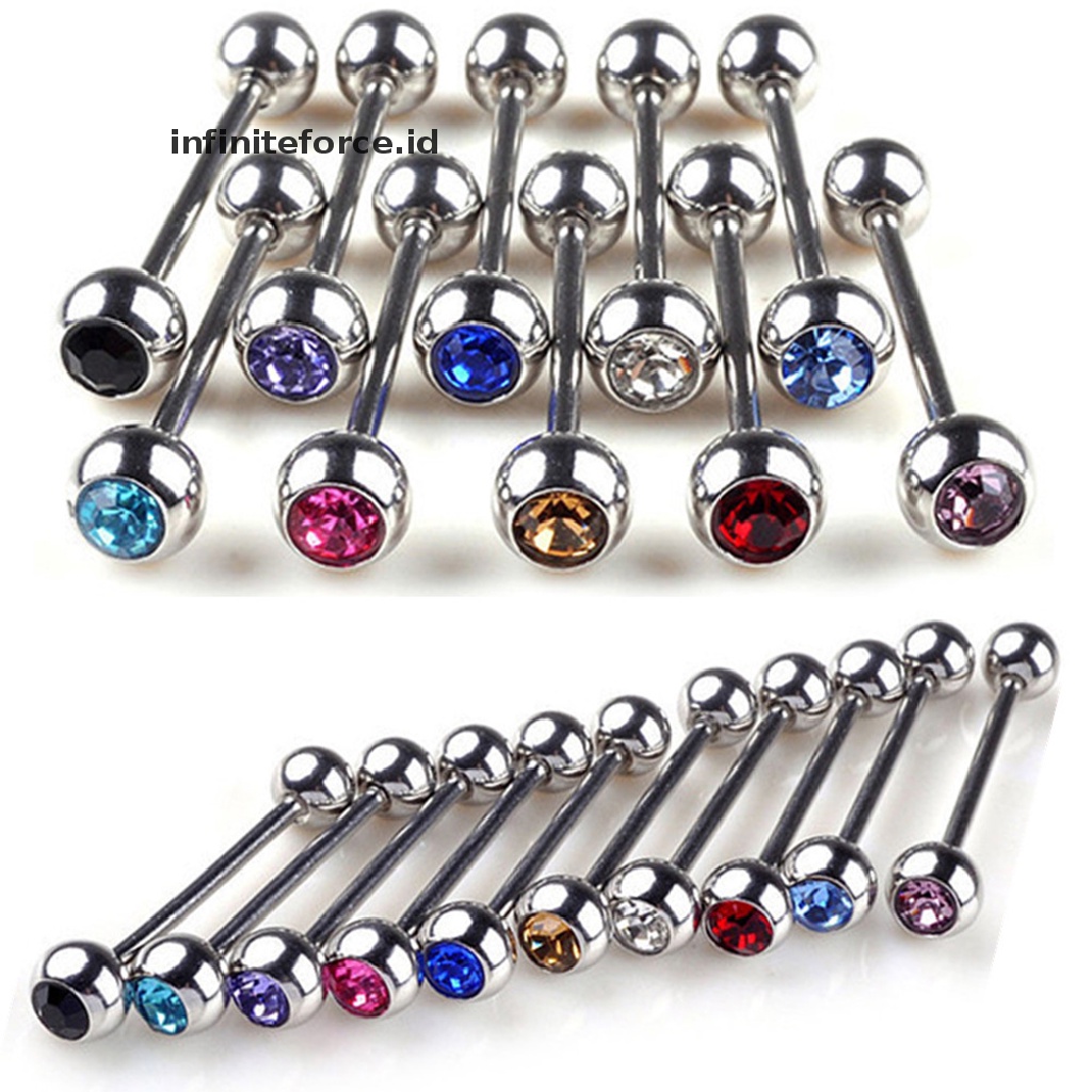 5pcs / Set Cincin Tindik Lidah Bentuk Barbell Bahan Stainless Steel