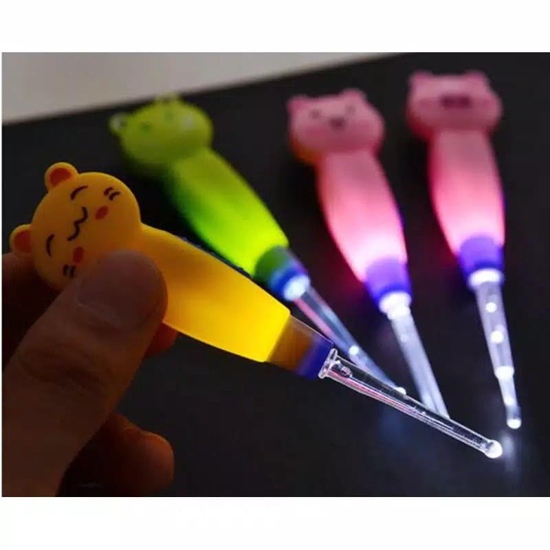 Earpick Cartoon Flash Light LED Cute Animal Korek Telinga Kuping Karakter Lampu LED