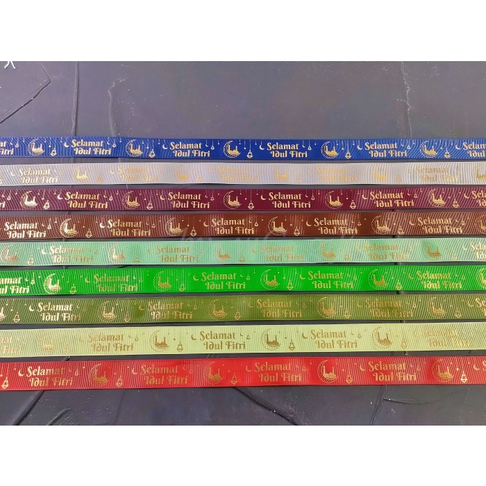 

Pita Idul Fitri -Grossgrain Emboss Emas ;Lebar 1.5 cm