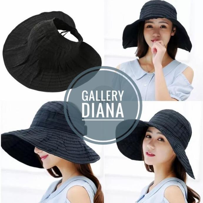 Topi Lebar Pantai Wanita Hitam
