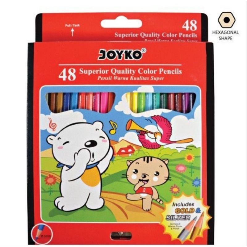 pensil 48 warna panjang joyko color pencil