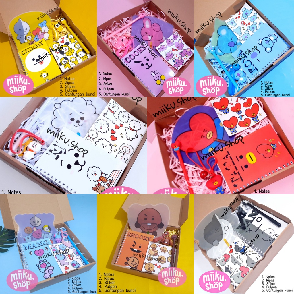 

RB KADO HAMPERS GIFT BOX ALAT TULIS CHIMMY COOKY TATA KOYA RJ SHOOKY MANG VAN