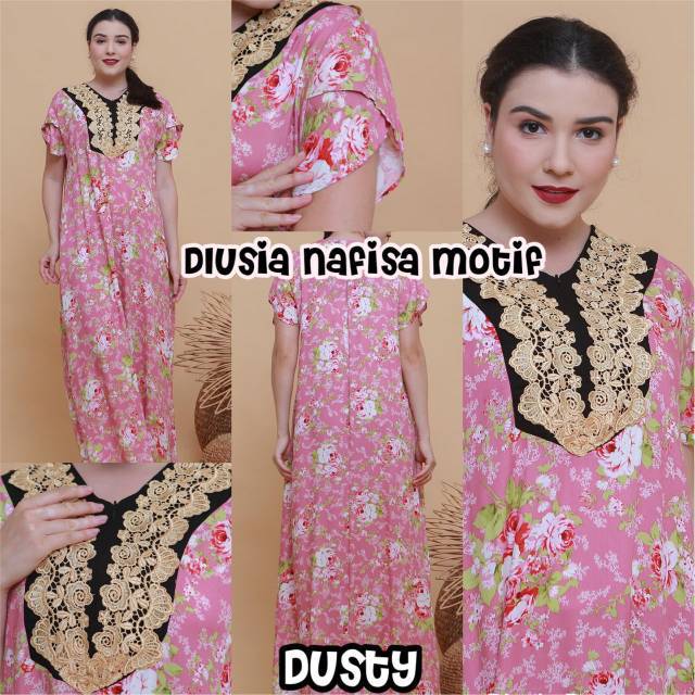 Daster arab DLUSIA NAFISA House Dress Rayon motif Renda import