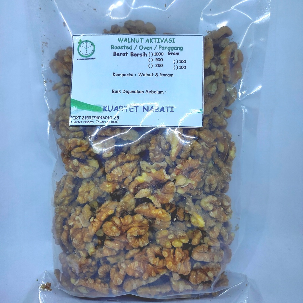 

500gr Kuartet Nabati Roasted Walnut Organik- Kacang Otak Premium - Oven – Matang Varian Rasa Original/ Asin/ Aktivasi