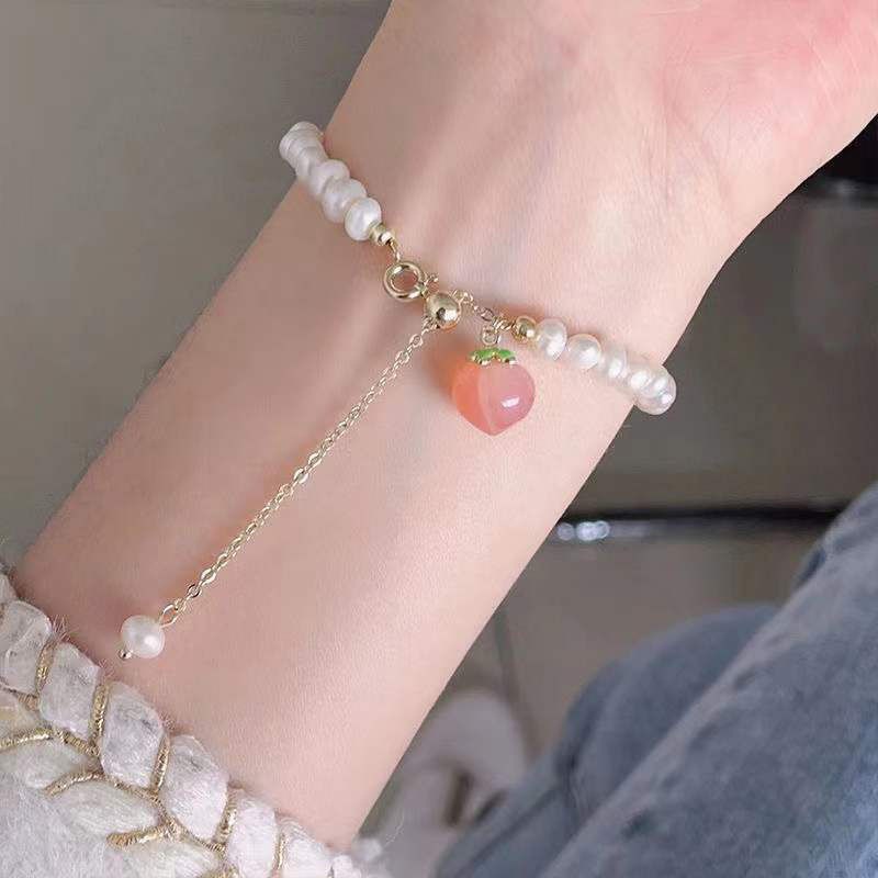 Ins Gelang Tangan Manik-Manik Batu Jade Hetian Natural Aksen Mutiara Untuk Wanita ACKER