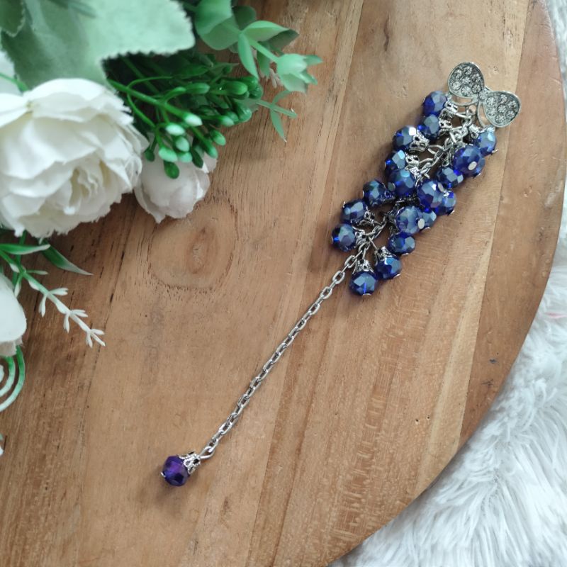 Bros dagu kristal ceko blink cantik / bros dagu panjang / bros hijab syar'i-birel