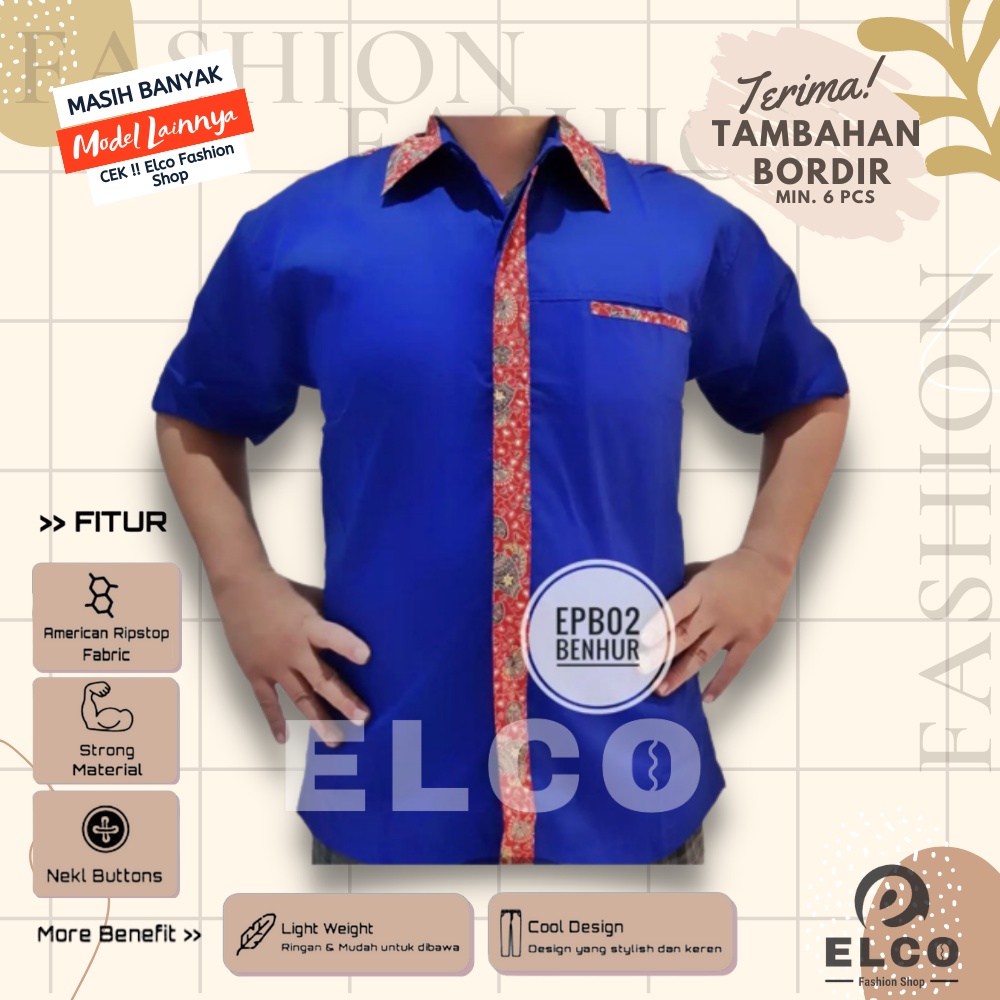 Seragam baju kerja biru benhur batik kemeja pdh kemeja pria drill lengan pendek kemeja atasan kantor