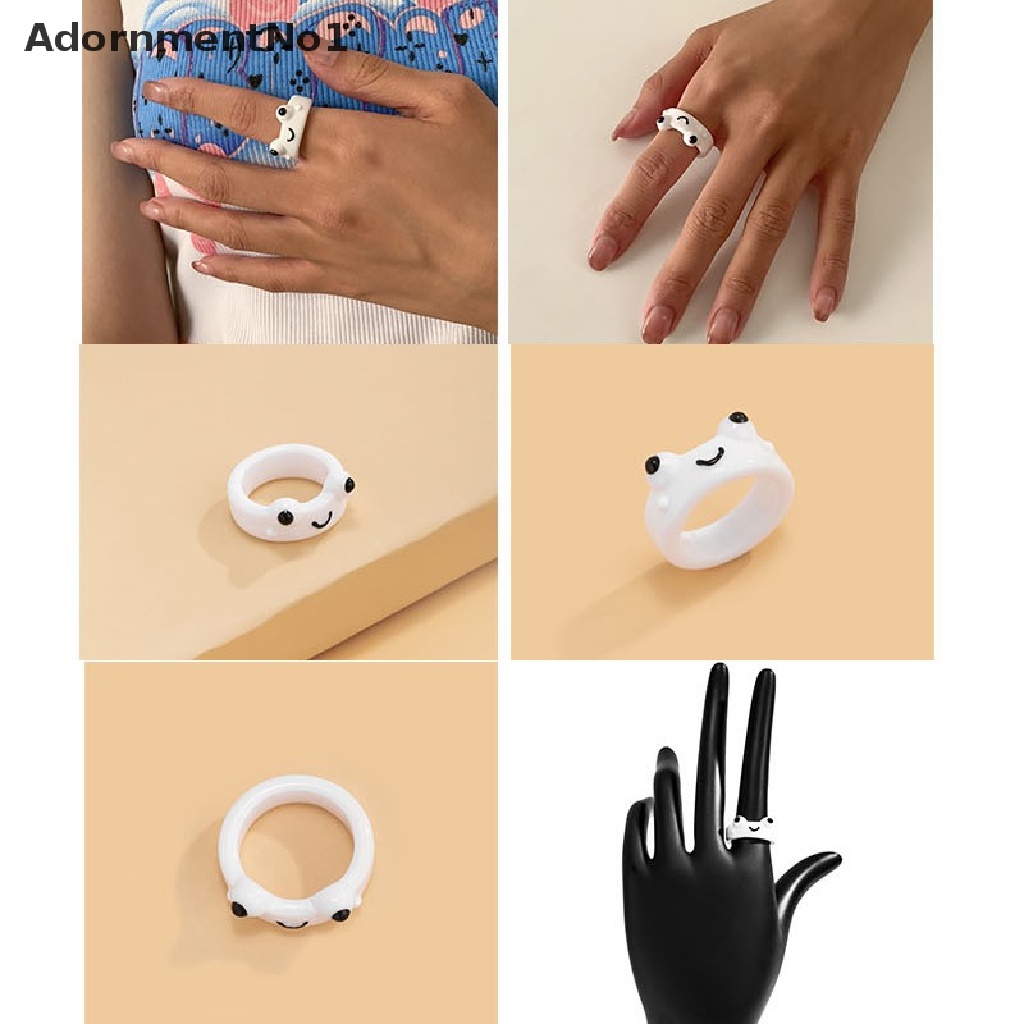 (AdornmentNo1) Cincin Bentuk Katak Bahan Polymer Clay Resin Untuk Wanita