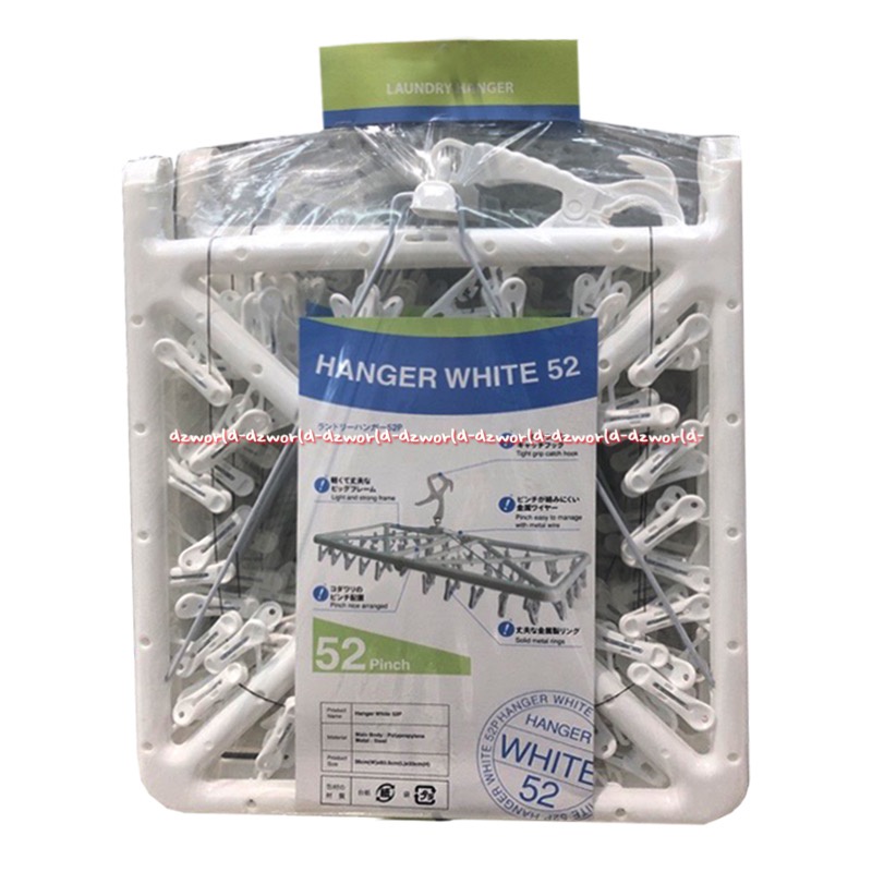 Laundry Hanger White 52pich Gantungan Hangers Putih Dengan Jepitan Tahan Patah Made in Jepang Dengan Klip Laundri Londri White