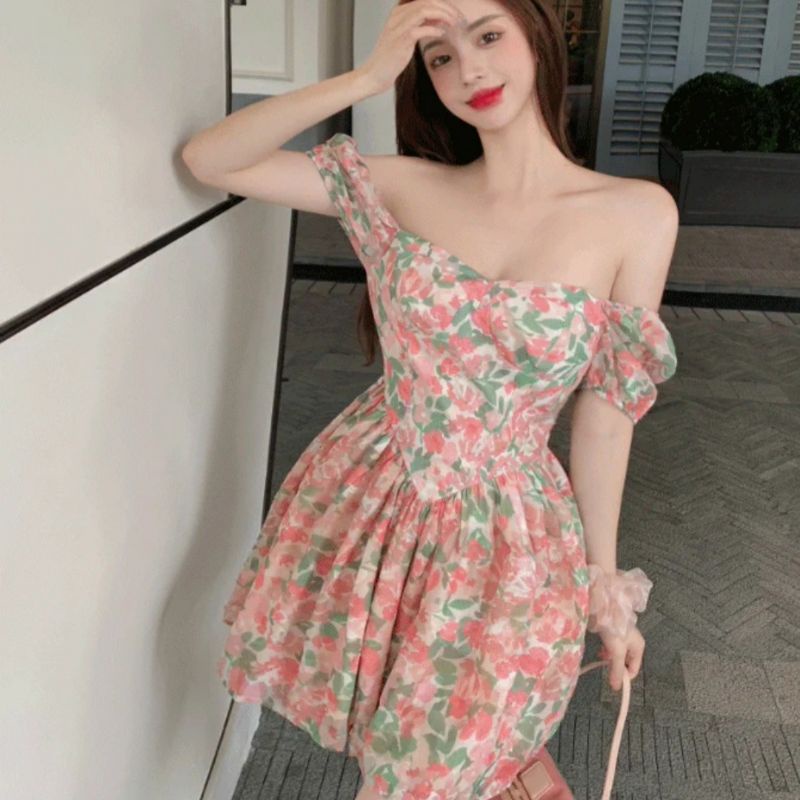 MDLV ~ 6601# Rosetta Mini Dress Korea Flower Mini Dress Fashion Import