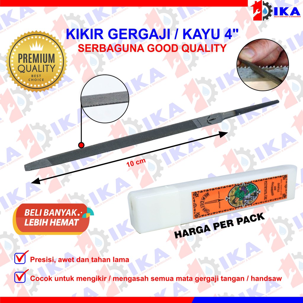 Kikir Pengasah Asahan Mata Gergaji Kayu Besi Segitiga 4&quot; Harga 1 kotak dapat 12 pcs Bagus Murah