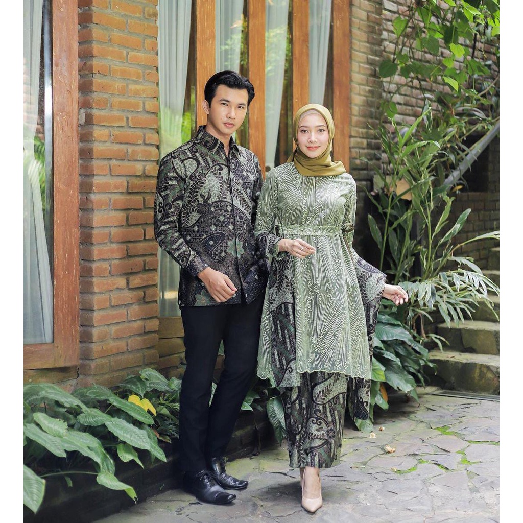 [BEST SELLER] SAGE GREEN COUPLE ARIS PREMIUM KEBAYA SET ROK MODERN ORIGINAL COUPLE BAJU BATIK ATASAN WANITA BRUKAT WISUDA MURAH LAMARAN WID BATIK