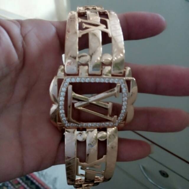 Gelang permata diamond berlapiskan emas 18 karat