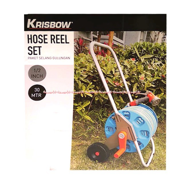 Krisbow Selang Panjang 30M bisa digulung Selang Gulung Pakai Roda Hose Reel Wheel Hose Garden