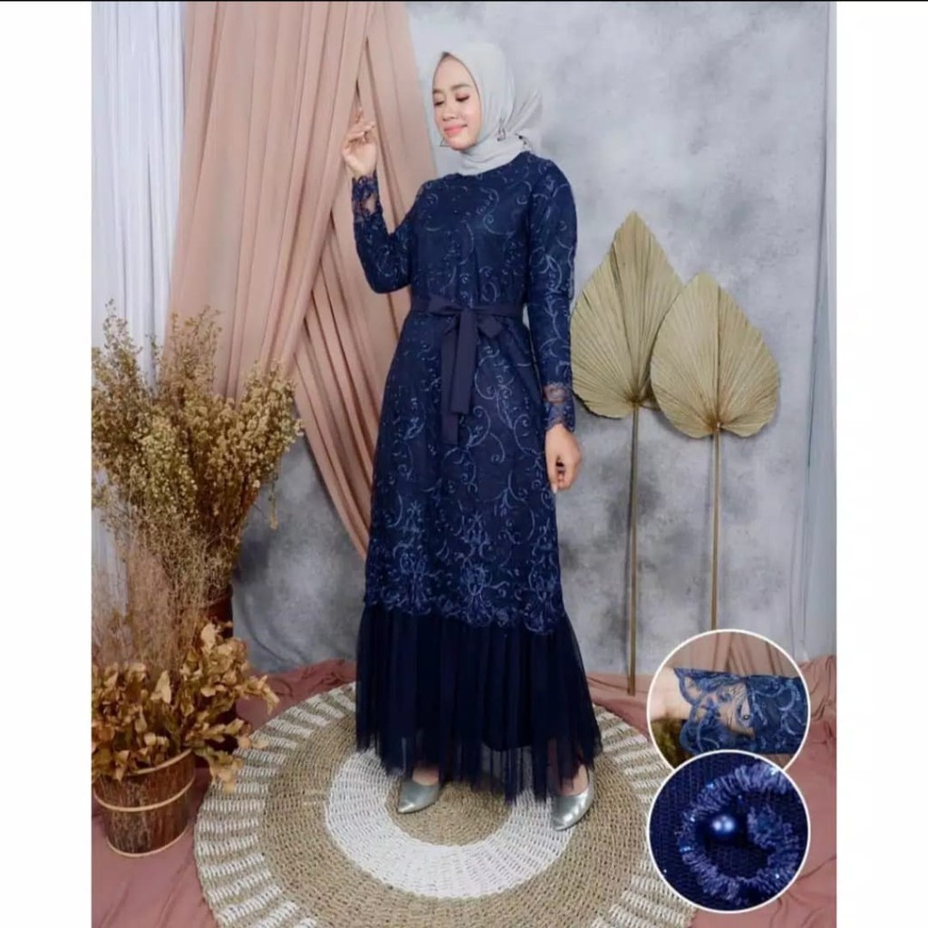 Gamis Safira Tulle Tutu Dress Full Furing M L XL XXL  Gamis tulle Safira Baju Kondangan Baju Pesta