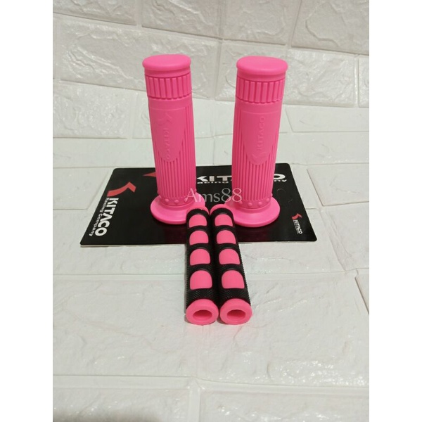 Paket 2 Item Handgrip Grip Kitaco Variasi Warna Pink + Karet Handle Rem Pink Variasi Motor Universal