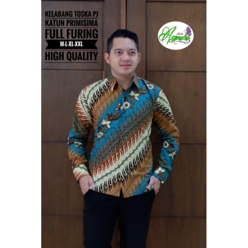 KEMEJA BATIK SOLO KELABANG WARNA MERAH HIJAU TOSCA BIRU BATIK PRIA