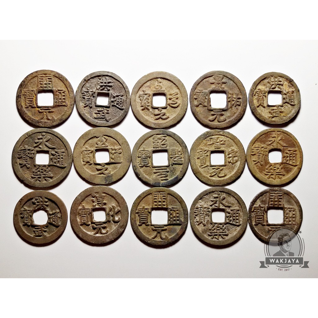 W024. Uang Koin Kuno Perunggu Dinasty China Original 15 Keping