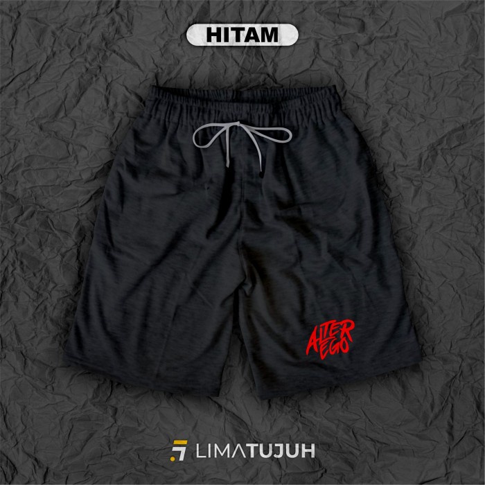 Celana Pendek Alter Ego Teks Logo Kolor Santai - Hitam, L