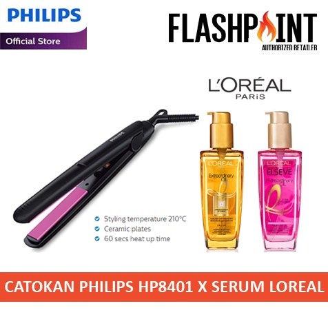 (BISA COD) PHILIPS SELFIE STRAIGHTENER 8401 2 IN 1 HP8401 ALAT CATOK CATOKAN PELURUS DAN PENGERITING RAMBUT PHILIPS HP8302 8302 RESMI