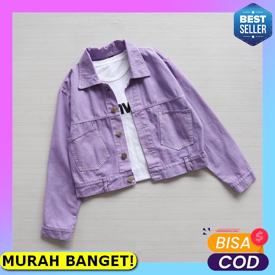 Jaket Wanita Jeans Oversize Import Jins Jacket Lepis Cewek Jumbo Uc169 Jaket Jeans Lilac Kode Lv 822
