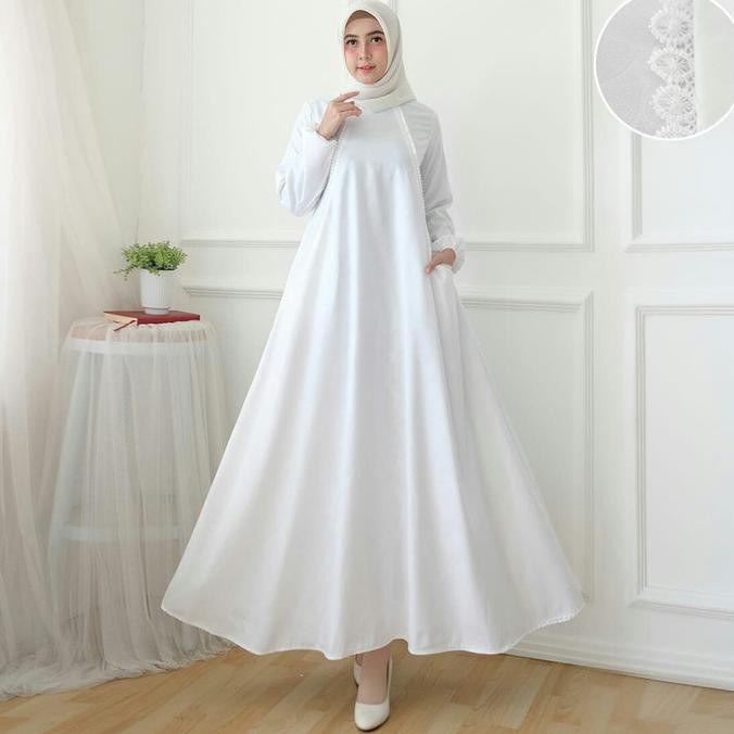 ( BISA COD ) gamis terbaru mayra realpic putih fashion wanita maxi dres baju muslim BERMUTU [Kode