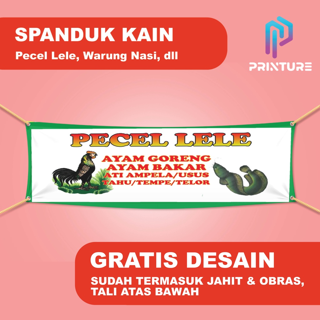 Cetak Spanduk Kain Pecel Lele, Nasi Uduk, Seafood, Ayam Bakar, Sate Madura, dll Gratis Desain - Free