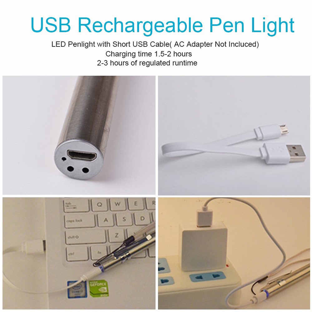 Senter Led Portable Bentuk Pulpen Dengan Port Charger Usb Untuk Camping Outdoor