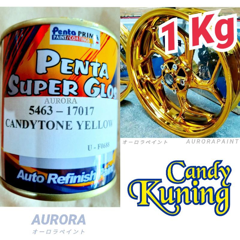 

Cat Kuning Candytone Yellow 1Kg Penta Super Gloss Candy Candyton Transparan Kenditon Cendi Cendy