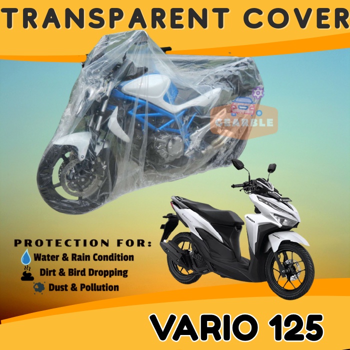 Sarung Cover Motor Plastik Transparan Vario 125 Waterproof Jaket Tutup Mantel Motor Vario 125 Anti A