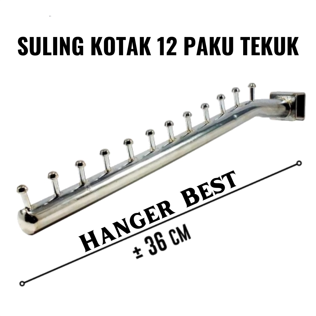 Hanger Suling Pipa Kotak 12 Titik Paku Tekuk Gantungan Baju Display Toko