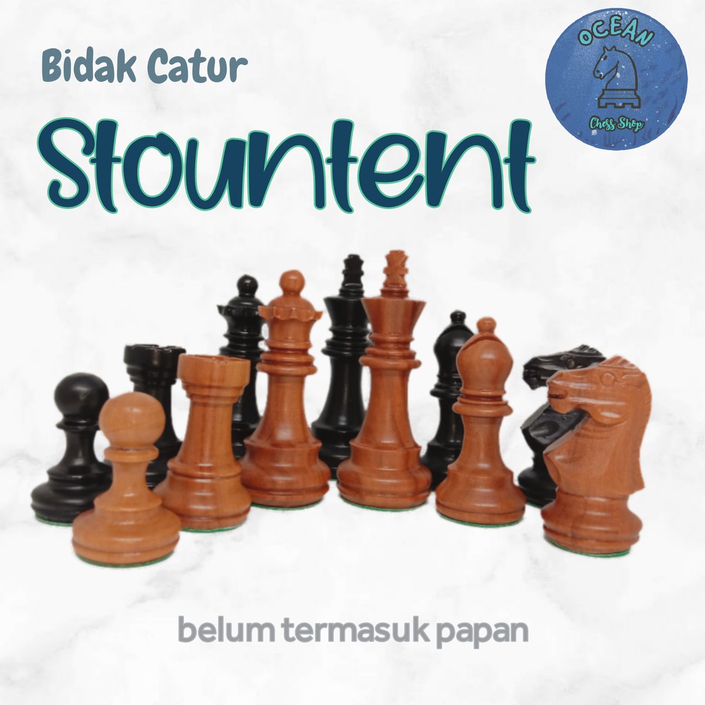 Bidak Catur Kayu Sawo model Stountent Premium (Standar Internasional)