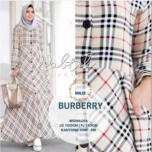 [COD] Hashiva - Dress Dewasa Plaid Monalisa Gamis Kotak Kotak Kancing Depan M/L/XL/XXL