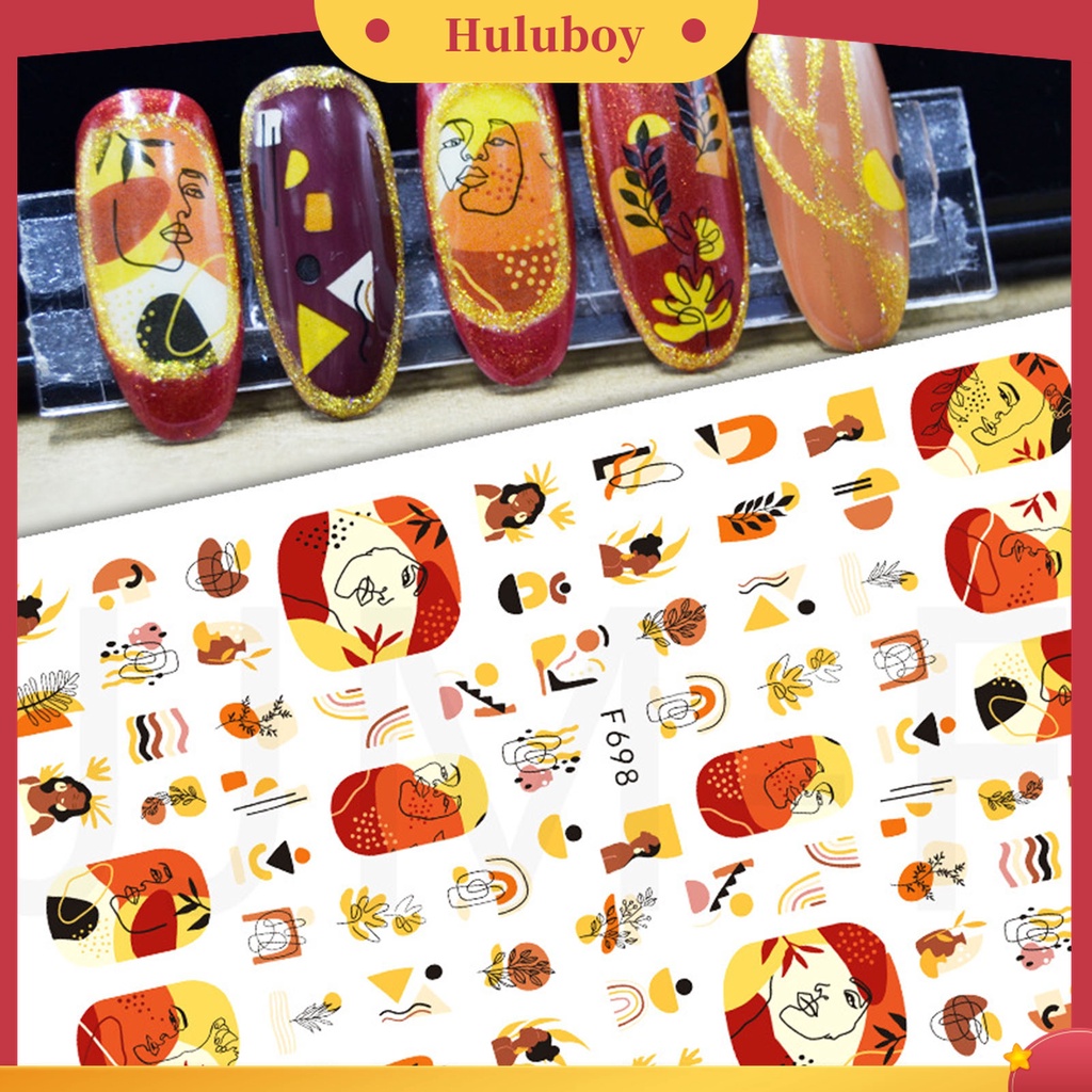 Huluboy Huluboy♡ Stiker Kuku 3D Motif Daun Willow Bunga Lebah Tahan Lama Untuk Dekorasi Nail Art