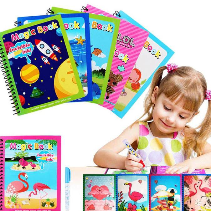 Trend-Magic Water Book | Magic Water Pen | Buku Gambar Mewarnai | Buku Warna | Mainan Edukasi Anak