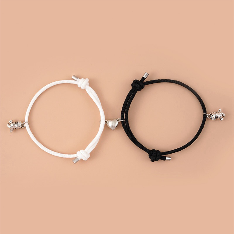 Fancyqube 2pcs Gelang Tali Kepang Dengan Liontin Dinosaurus Butterfly Heart Bahan Stainless Steel Magnetik Untuk Pasangan