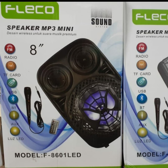 Speaker Bluetooth / SPEKER KAROKE FLECO F-8602/8601/ 8 inch FREE Microphone Dan Remote