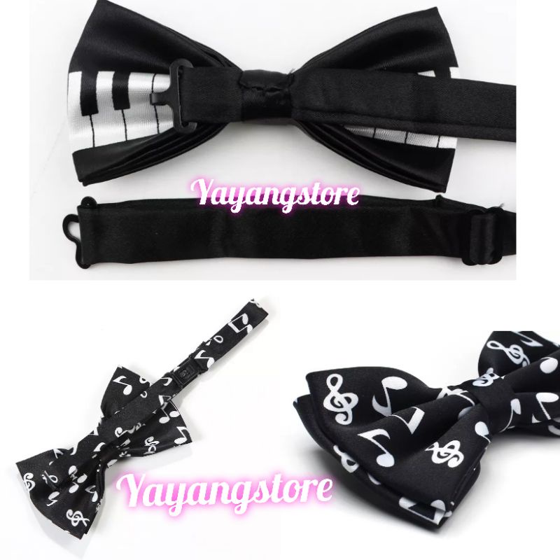 Dasi kupu - kupu piano not melodi musik / bowtie acara musik konser piano import