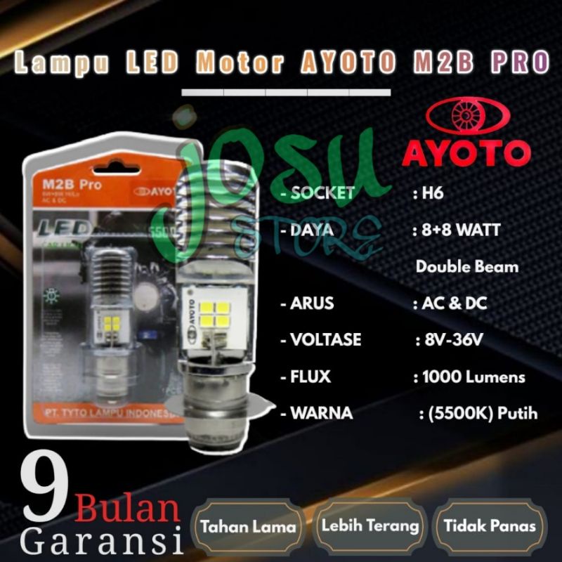 LAMPU LED motor AYOTO M2B H6 AC &amp; DC motor matic / bebek