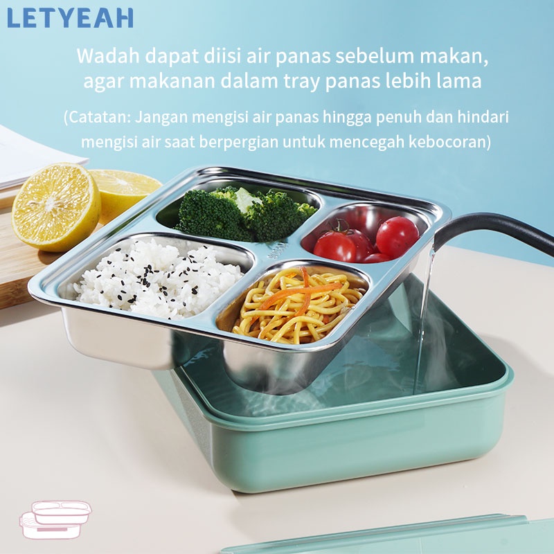 Letyeah lunch box stainless 304 /tempat bekal makan anti tumpah 4 sekat